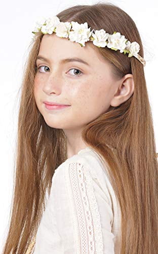 white floral crown headband