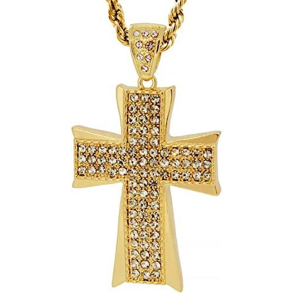 Hot new Gold Tone The Maltese Cross Men's Pendant with 30" Rope Chain