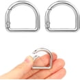 thumbnail image 1 of Qucyy D Ring Spring Key Hooks Clip, 2 Pcs Semicircle Metal Spring Key Ring Small Metal Snap Keyring Hooks Clip Buckles Clasp, Flat D Ring for Purses (Silver), 1 of 5