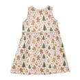 thumbnail image 3 of Girls Dress Christmas Tree Gingerbread Man Cupcakes Sleeveless Dress for Girls Hem A-Line Casual Sundress, 3 of 7