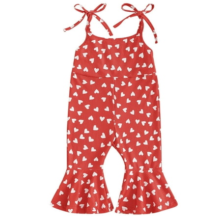 

Wallarenear Toddler Girls Sleeveless Romper Halter Jumpsuit Suspenders Bell Bottom Pants