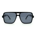 thumbnail image 2 of Womens Neat Flat Top Retro Lustrous Racer Plastic Sunglasses All Black, 2 of 4