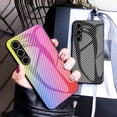 thumbnail image 6 of for Samsung Galaxy S24 FE Case, Carbon Fiber Pattern Tempered Glass Phone Case, Lightweight Slim Shockproof Protective Cover, Anti-Scratch Stained Glass Shell for Samsung Galaxy S24 FE, Black, 6 of 11