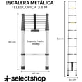 thumbnail image 2 of Escalera Telescópica de 3.8 Metros 10 Escalones Escalera Recta de Aluminio Soporta 150 kg Plegable De retracción Multiusos Extensible Compacta y Portátil Bloqueo De Escalón, 2 of 4