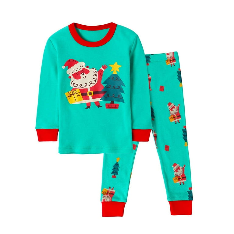 Edvintorg Kids Christmas Pajamas Sets Cute Santa Claus Printing