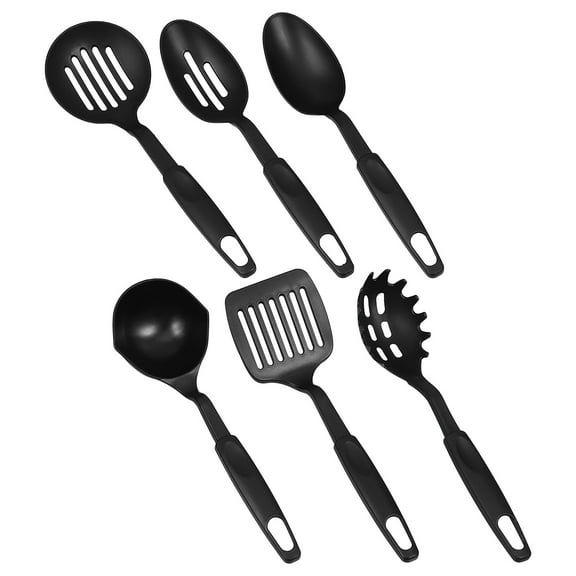 YSNOOWE 6Pcs Black Nylon Kitchen Utensil Set Heat Resistant Safe for Non Stick Cookware Cooking Tool Set