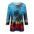 thumbnail image 3 of Womens Hawaiian Tops 2024 Loose Fit Tropical Floral Graphic Tops Crewneck Slim Fit Half Sleeve Tshirts Summer Vacation Beach Blouse, 3 of 5