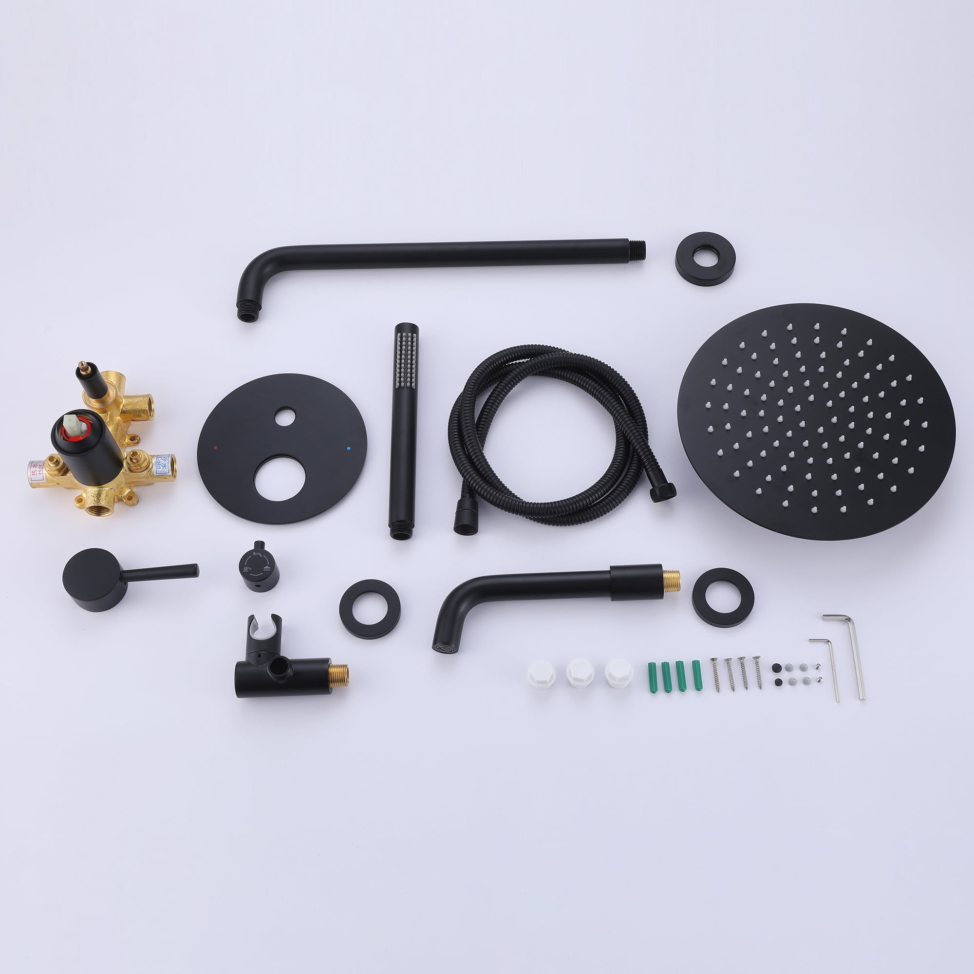 Three Functions Complete Shower System, Shower Faucet Set with Bathroom Bathtub Faucet with Rough-in Valve
