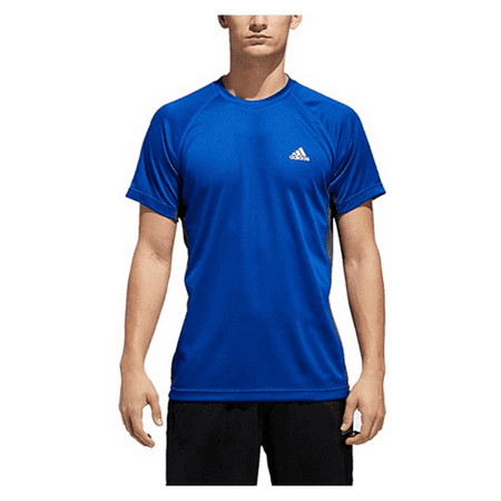 Adidas Men's Raglan Striped Short Sleeve Athletic - Blue - L