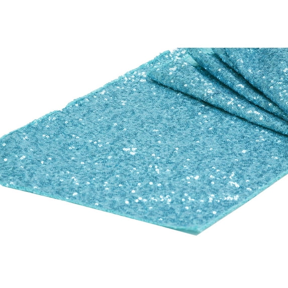 12 Pieces, Glitz Sequin Table Runner Sequin all over on Taffeta base Approx. 12"x108" - Turquoise