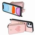 thumbnail image 5 of Feishell Crossbody Phone Case for Apple iPhone 11,Heart Pattern PU Leather Zipper Pocket & Card Slots Shockproof Kickstand Phone Case with Adjustable Shoulder Strap,Pink, 5 of 12