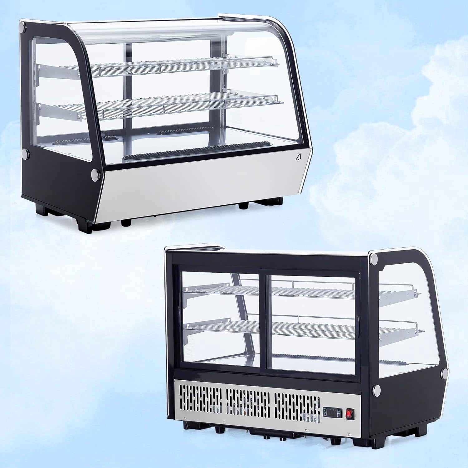 IdealHouse 4.6 Cu. Ft. Commercial Bakery Cake Display Refrigerator, Countertop Pastry Display Case, LED Lighting, Double-Layered Glass