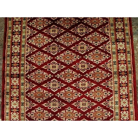 Ahmedani Linen Mid Night Red Jaldar Rare Ivory Silk Touch Flowers Home Decor Living Room & Bedroom Hand Knotted Wool Silk Carpet (5 x 3)'