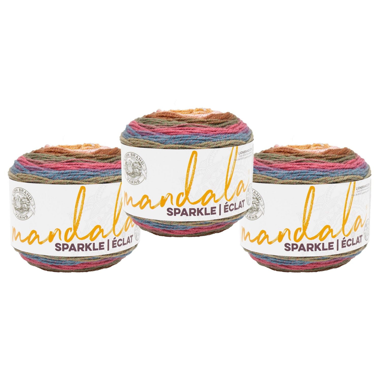 Fil Lion Brand Mandala® Sparkle Fil #3 Light/DK 100g/300m 3-Paquet