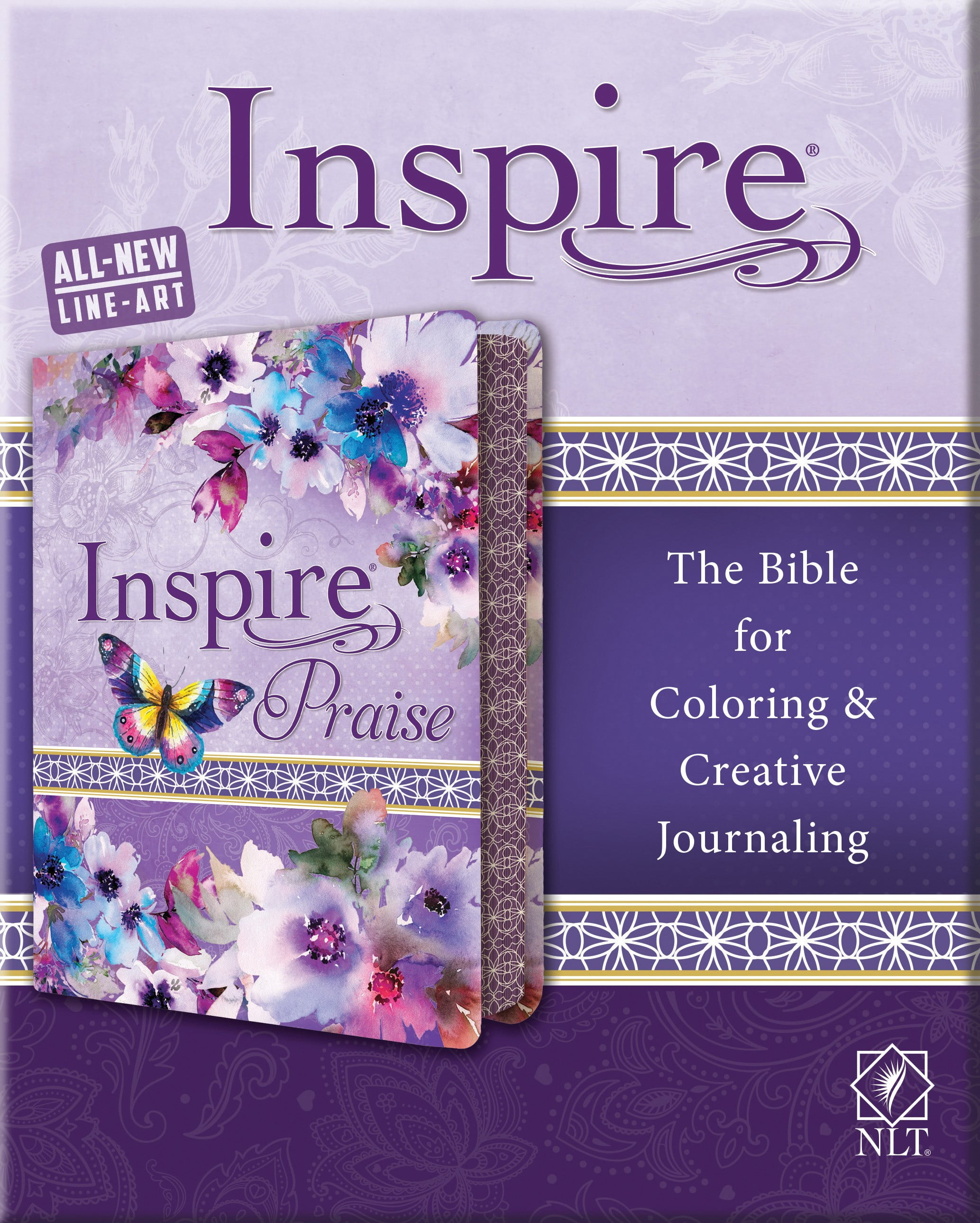 NLT Inspire Praise BiblePurple Garden LeatherLike