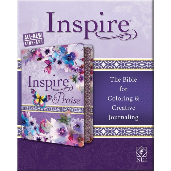 NLT Inspire Praise Bible-Purple Garden LeatherLike