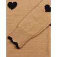 thumbnail image 2 of Cogild Sweaters for Women Heart Knit Sweater, Scalloped Crew Neck Long Sleeve Casual Pullover, 2 of 12