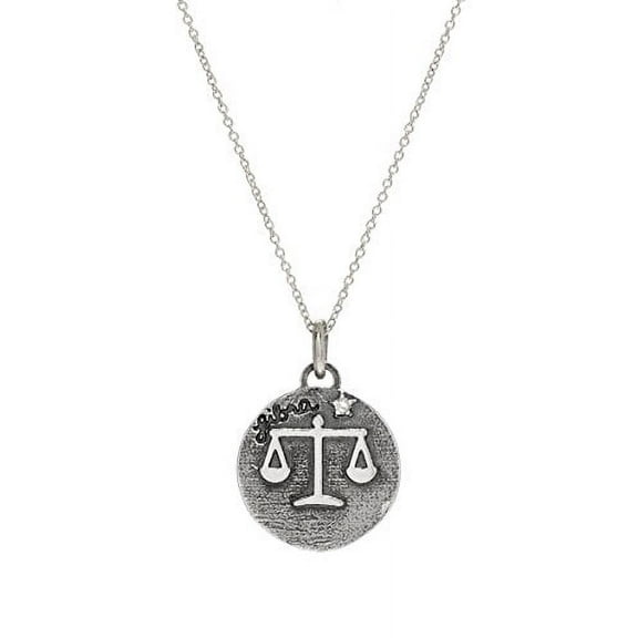 Sterling Silver Reversible Libra Zodiac Diamond Pendant Necklace, 18"