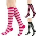 thumbnail image 2 of Women and Men Colorful Striped Knee Length Socks Long Tube Stockings for Christmas Costume Accessories, 2 of 17