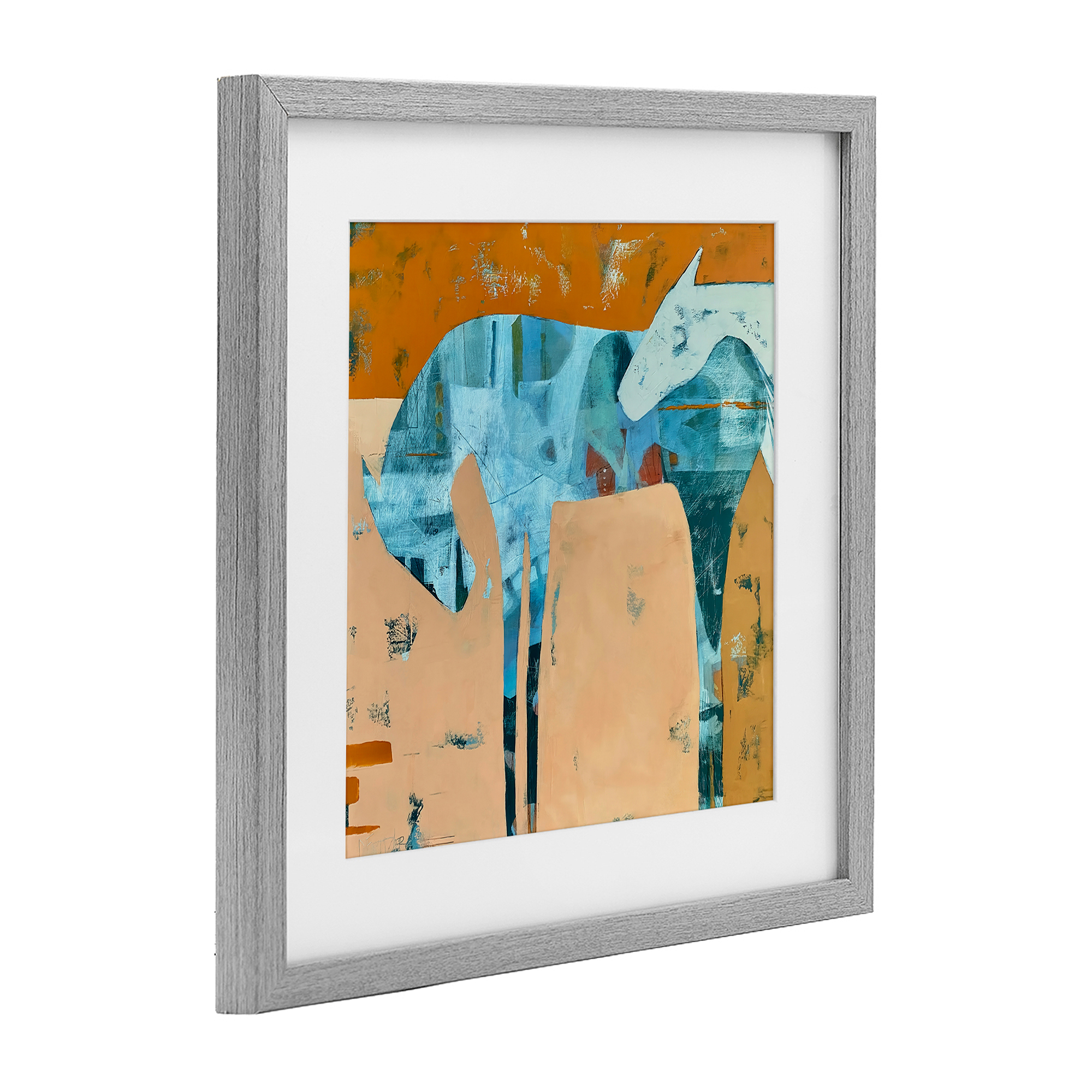 Kindred Crush Horses Gray Framed Print Under Glass, design by Dianna Fritzler