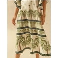 thumbnail image 5 of Women's Palm Print V Neck Midi Dress 100% Polyester Lightweight Flowing Knee Length Everyday Festive for Spring, 5 of 10