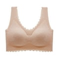 thumbnail image 2 of YWDJ Comfy Bras for Womens Pullover Lounge Bras Wirefree Comfortable Bras Wide Strap Full Coverage Push up Wrap Bras Padded Comfort Bras Sleep Bras Beige 2XL, 2 of 3
