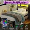 thumbnail image 5 of Meteorleg Twin Size Bed Frame with Storage Headboard & Charging Station,Platform Metal Bed Frame with RGB Lights,Grey, 5 of 10