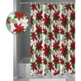 thumbnail image 6 of Christmas Shower Curtain Merry Christmas Red Poinsettia Flower Green Leaves Shower Curtains for Bathroom Decor Christmas Decoration Bath Curtains Sets with Hooks Waterproof, 72x72 in, 6 of 6