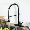 thumbnail image 2 of Kitchen Faucet with Pull Down Sprayer Commercial Solid Brass Kitchen Sink Faucet Single Handle Lever Spring Kitchen Faucet Matte Black Matte Black, 2 of 5