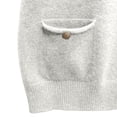 thumbnail image 4 of BODOAO Women’s Sweater Vest Crew Neck Button Down Sleeveless Knit Cardigan Vest with Front Pockets Ribbed Hem Casual Soft Layering Top for Fall Winter Outfits White 2XL, 4 of 4