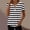 Black, variant on Guluxicc V Neck T Shirts for Women Short Sleeve Stripe Printed Half Zipper Cozy Fit Tops Spring Summer Womens Shirts