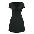 thumbnail image 5 of Lace Mini Dress Cap Sleeve Tie Front Square Neck A Line Cute Short Graduation Dresses for Women 2026 Summer, 5 of 7
