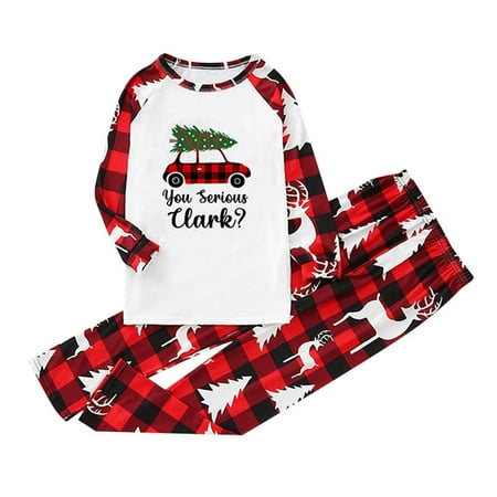 

ZXHACSJ New Year Pijama Family Pajamas Set Deer Christmas Pyjama Red Plaid Long Sleeve Tops+Pants Set Children Kids Red 2