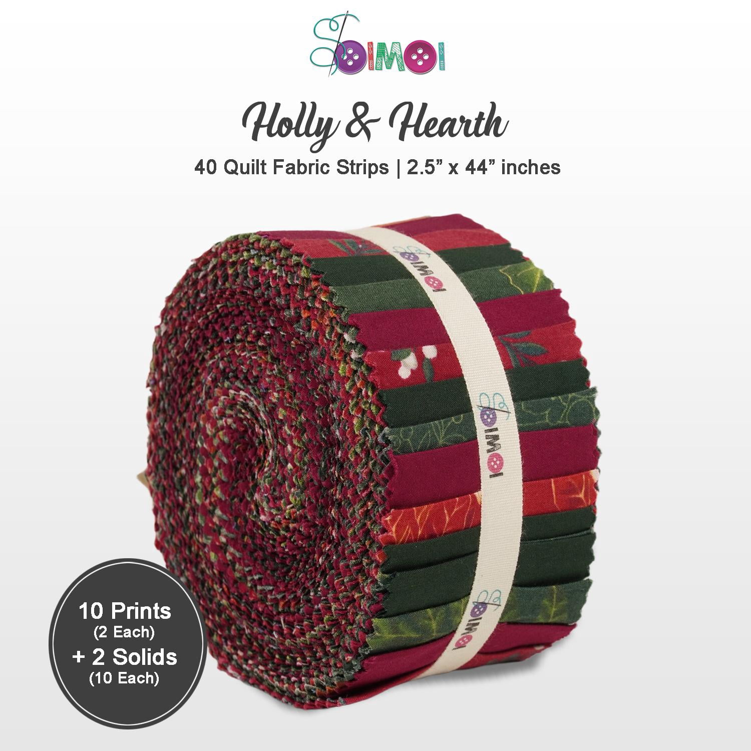 Soimoi Jelly Roll Fabrics for Quilting 40 Strip 2.5" Cotton Strips Bundles, Perfect Quilting Fabric for Craft Project, Cotton Strips for Home Decor, Blanket, Rugs - Holly & Hearth