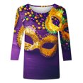 thumbnail image 4 of TrendVibe365 Mardi Gras T Shirts for Women Fancy Mask Feathers Tunic Carnival Gifts Tshirts 3/4 Sleeve Holiday Tshirts Crew Neck Celebration Tees Sexy Novelty Blouse Clothes Orange XL(US=10), 4 of 4