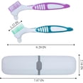 thumbnail image 2 of 2Pcs Denture Brush False Teeth Toothbrush with 1 White Carrying Case, Effective Denture Cleaning Brush with Multi-Layered Soft Bristles,Green and Purple, 2 of 7