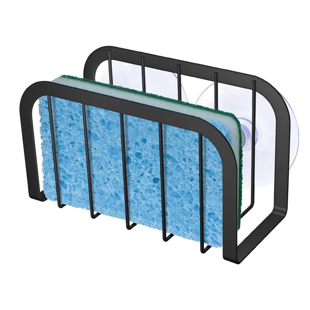 Organizador para esponja SHFKS para fregadero de cocina, negro, 11 x 5 x 6 cm