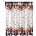 thumbnail image 6 of Newbridge Poinsettia Festivity Gingham Bordered Christmas Fabric Shower Curtain, Country Cottage Christmas Border Shower Curtain – 70” wide x 72” Long Shower Curtain, 6 of 9