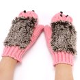 thumbnail image 1 of Guantes de punto para mujer, guantes de lana cálidos para otoño e invierno, guantes para dedos de erizo, guantes para dedos de dibujos animados, 1 of 6