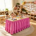 thumbnail image 2 of 75x180cm Rose Red Pleated Ruffled Teacher Desk Skirt Washable Table Cover For Back To School Classroom Kitchen Party Cabinet Decoration, 2 of 4