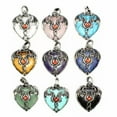 thumbnail image 3 of Heart Double Dragon Pendant Natural Crystal Chakra Quartz Skull Healing Reiki, 3 of 6