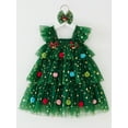 thumbnail image 4 of WIBACKER 6M-6T Toddler Baby Girl Christmas Dress With Headband Kids Star Sequins Layered Tulle Dress Girls Cake Smash Xmas Tree Dresses, 4 of 9