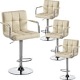 thumbnail image 1 of Conjunto de 4 Banquetas Ajustables de Cuero PU Khaki Yaheetech, 1 of 9