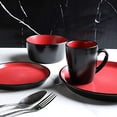 thumbnail image 2 of Stone Lain Ensemble de Vaisselle en Grès Glacé Rond 32 Pcs, Service pour 8, Rouge et Noir, 2 of 5