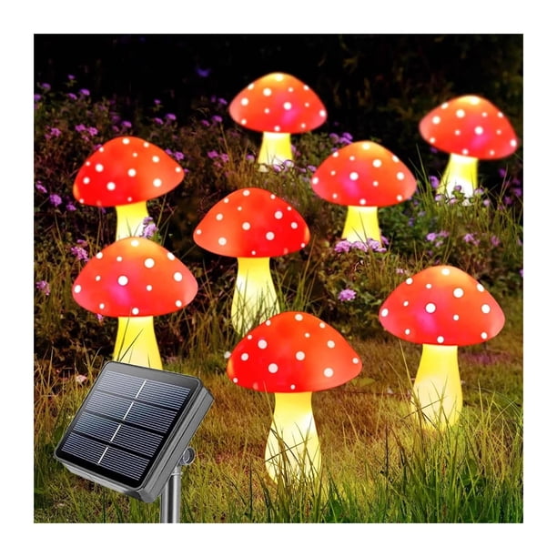 Lámpara de jardín con forma de seta, luz impermeable IP65 for exteriores, guirnaldas de luces, camino de jardín, decoración navideña