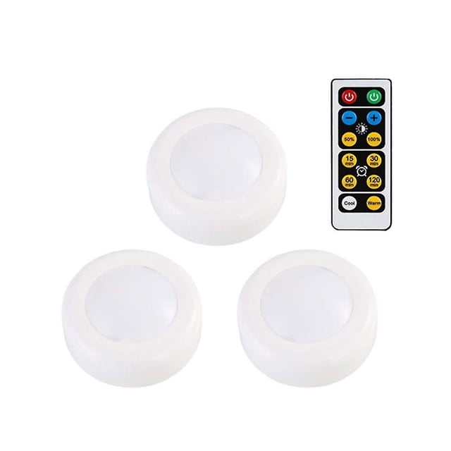 Un juego de 3 luces nocturnas LED, inalámbricas, con control remoto, con pilas, para exhibición de cocina WD.WDQZL Hogar