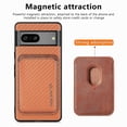 thumbnail image 3 of Para Google Pixel 7a 5g Funda con textura de fibra de carbono a prueba de caídas Portatarjetas magnético desmontable Pc + Tpu + Funda protectora de cuero Pu, 3 of 5