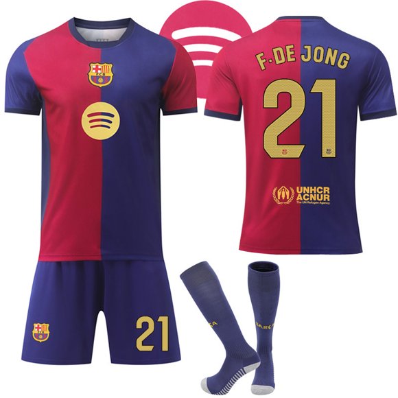 2024-2025 Barcelona Home Kids Adult New Football Shirt With Socks No.21 F.DE JONG