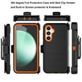 thumbnail image 5 of Ebizware for Samsung Galaxy S23 FE 5G Phone Case, Case with [Built-in Screen Protector] Holster Belt Clip Military Grade Heavy Duty Shockproof Kickstand Cover for Galaxy S23 FE 5G - Black/Orange, 5 of 9