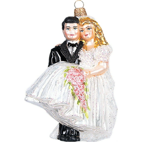 Wedding Couple Polish Glass Christmas Ornament Made in Poland Decoration